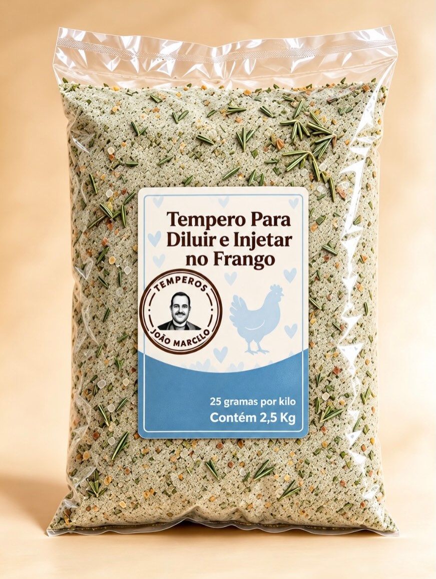 Tempero para diluir e injetar no frango, pacote de 2,5 kg do Clube dos Assados